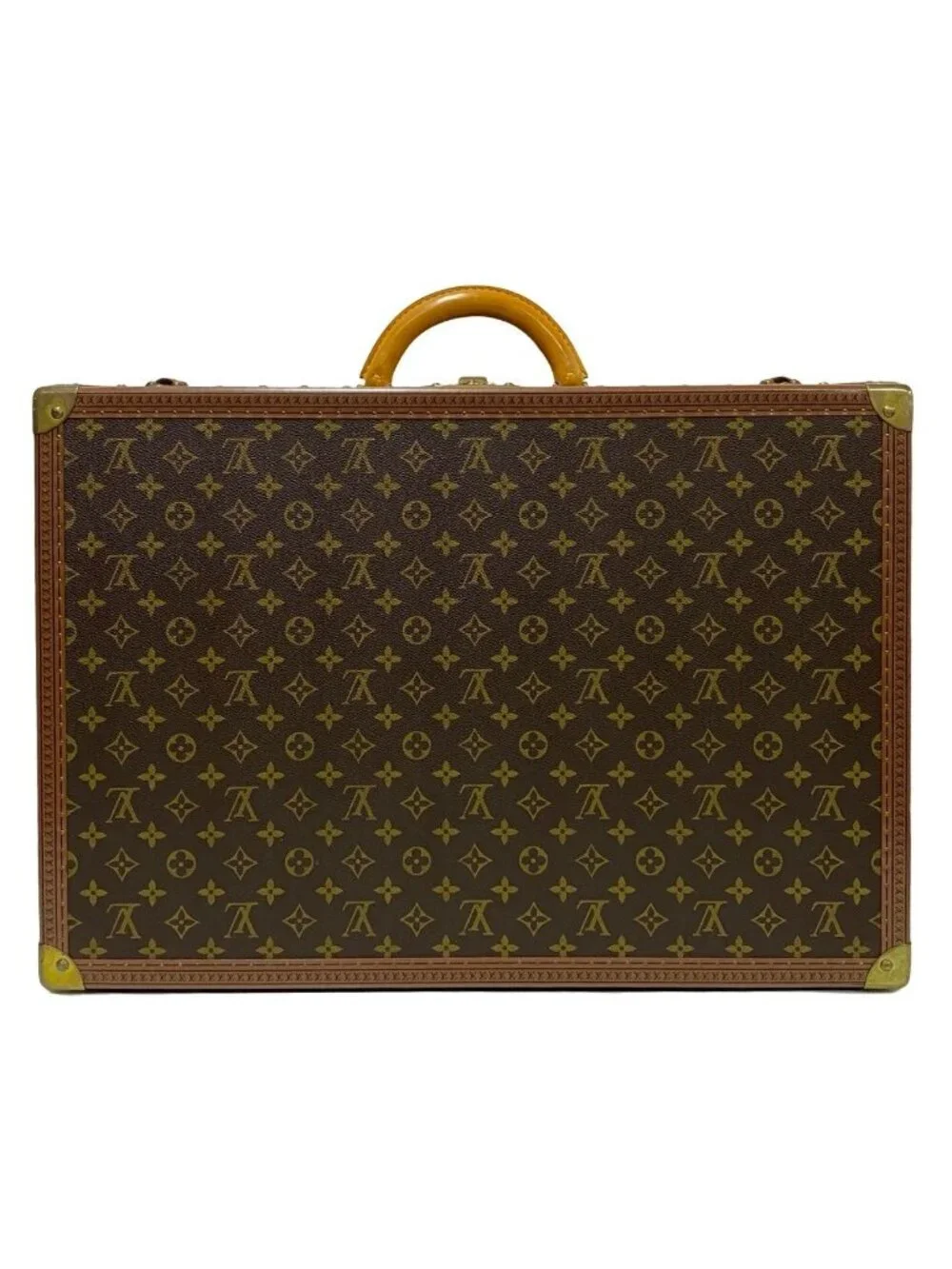Louis Vuitton Monogram Alzer 60 Leather Trunk Carry Case Suitcase Brown